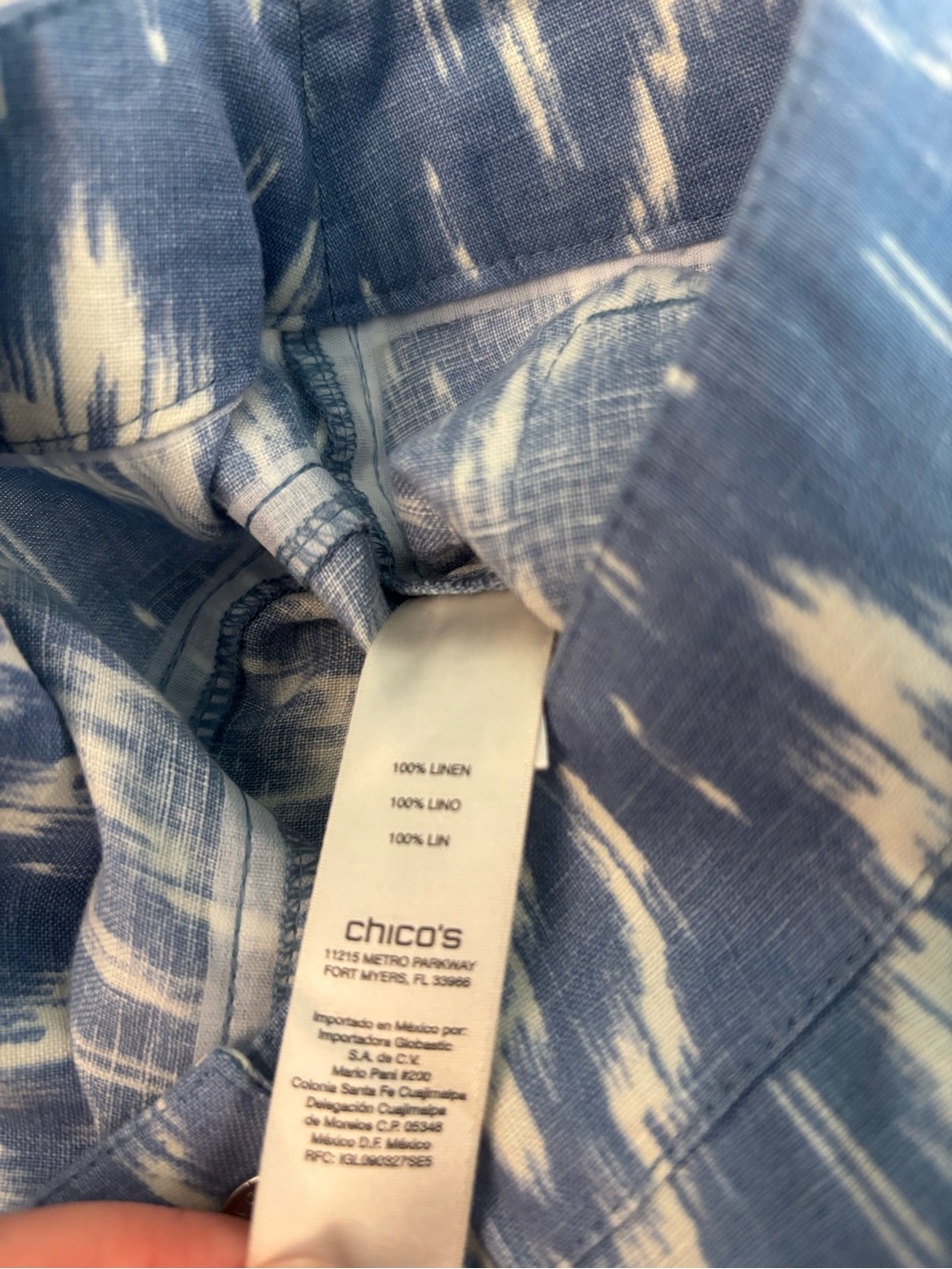 Chicos Wide Leg 100% linen Boho flowy lightweight Ikat pant size 2 (XL/XXL) - Picture 8 of 8